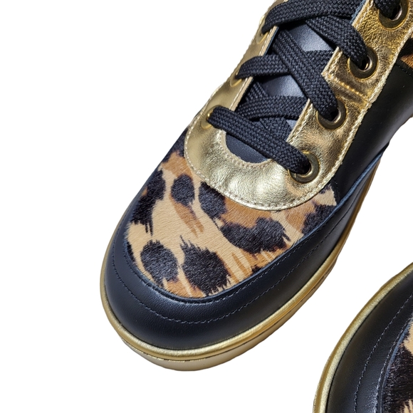 SOLD Moschino Genuine Calf Hair Detail Hi Top Basket Animal Print Sneakers - Picture 6 of 12